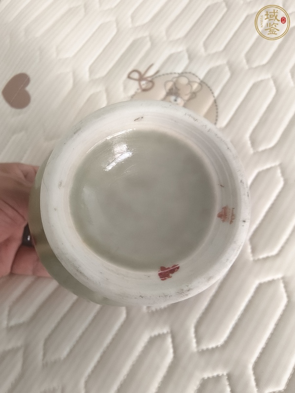 古玩陶瓷冬青釉釉里紅三棲尊真品鑒賞圖