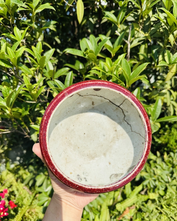 古玩陶瓷清 乾隆紅釉缽式爐標本拍賣，當前價格999元