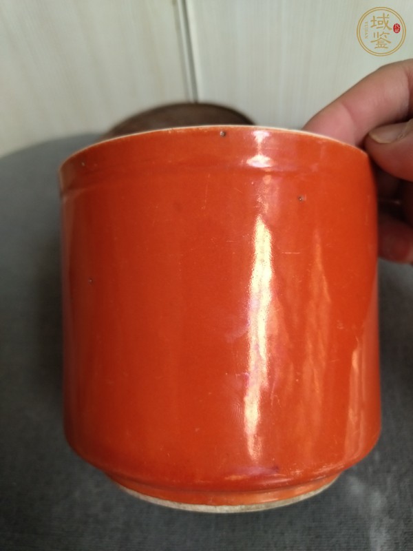 古玩陶瓷珊瑚紅描金香爐真品鑒賞圖