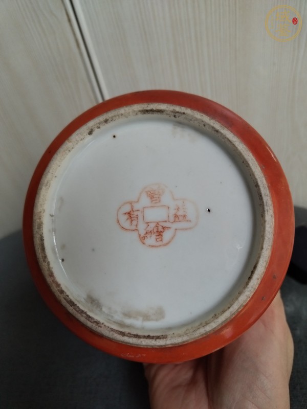古玩陶瓷珊瑚紅描金香爐真品鑒賞圖