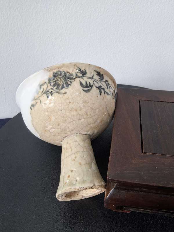 古玩陶瓷元青花人物高足杯標本修復件拍賣,當前價格8888元