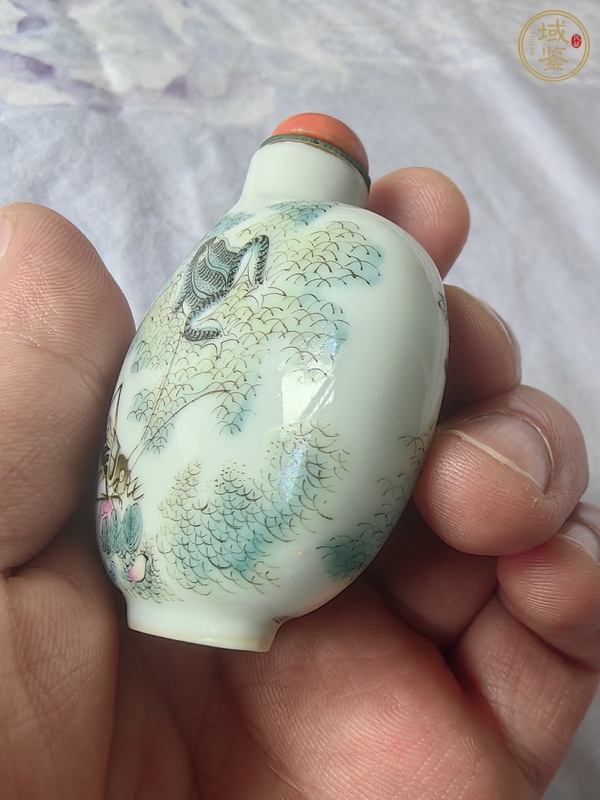 古玩道光粉彩草蟲紋煙壺真品鑒賞圖