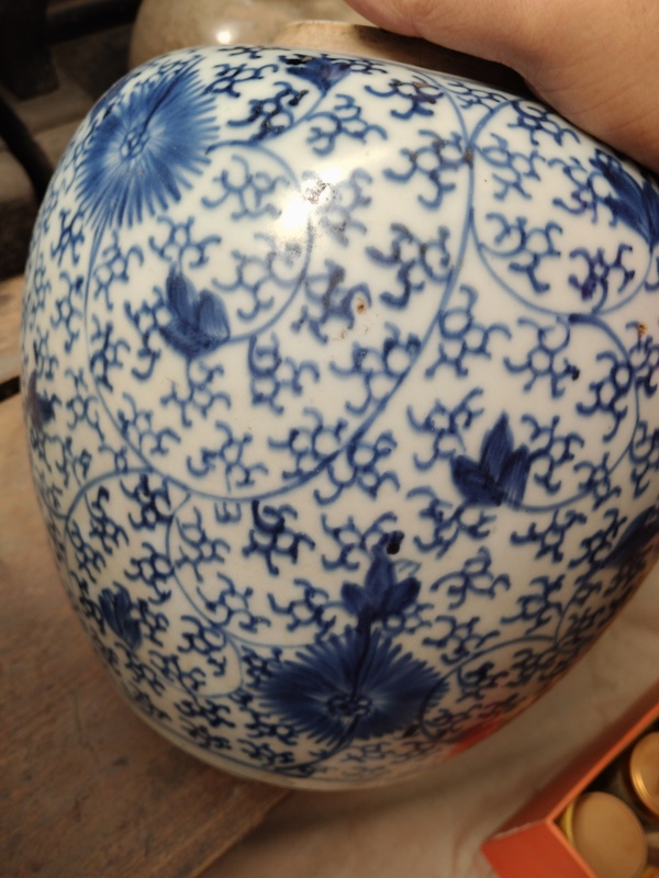 古玩陶瓷青花太陽花紋罐雍正大罐太陽花漂亮拍賣,當前價格1299元