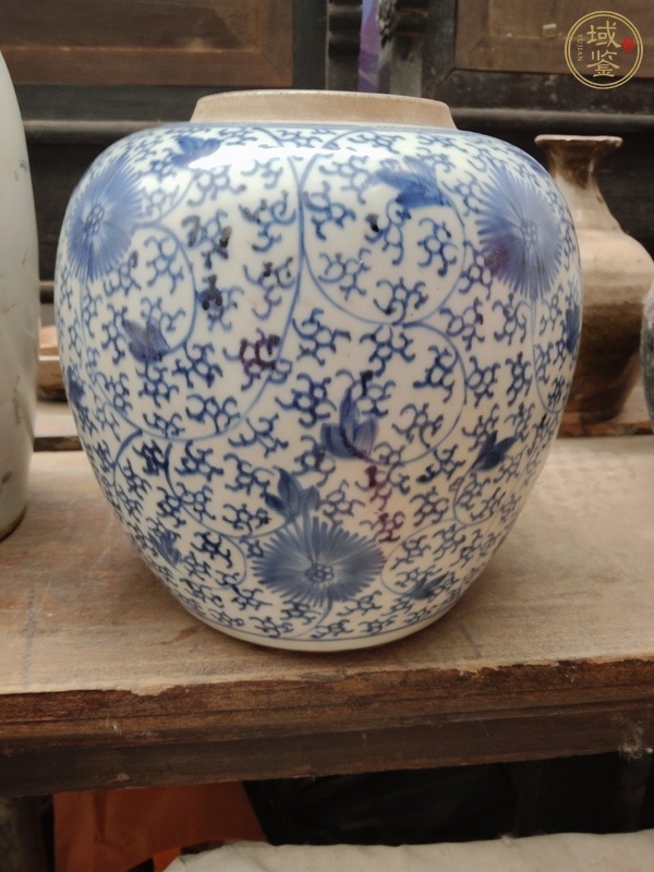 古玩陶瓷青花太陽(yáng)花紋罐真品鑒賞圖