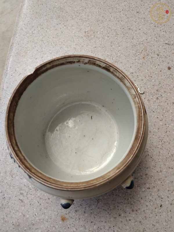 古玩陶瓷晚清青花雜寶紋粥罐真品鑒賞圖