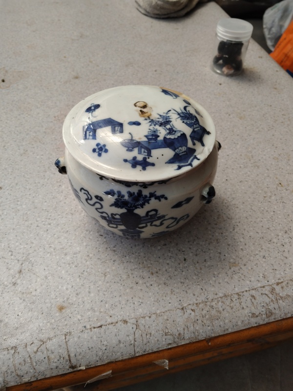古玩陶瓷晚清青花雜寶紋粥罐拍賣，當(dāng)前價格899元
