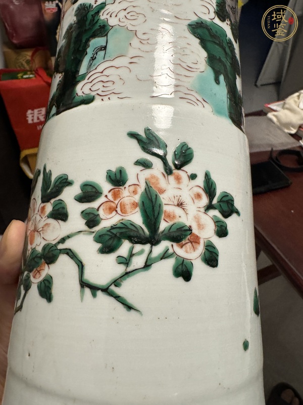 古玩陶瓷五彩人物故事紋花觚真品鑒賞圖
