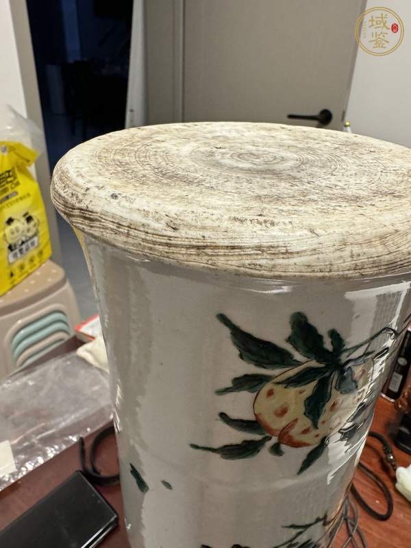 古玩陶瓷五彩人物故事紋花觚真品鑒賞圖