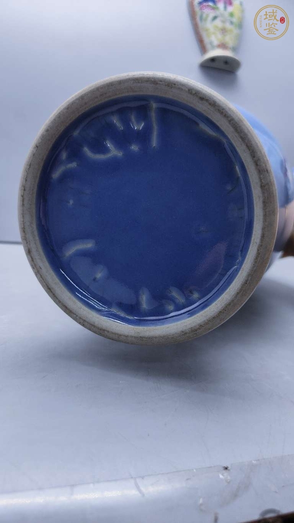 古玩陶瓷藍釉盤口瓶真品鑒賞圖