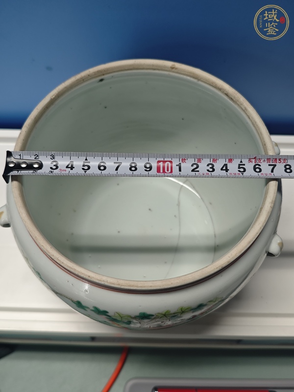 古玩陶瓷鶴鹿同春河清海晏粉彩四系粥罐真品鑒賞圖