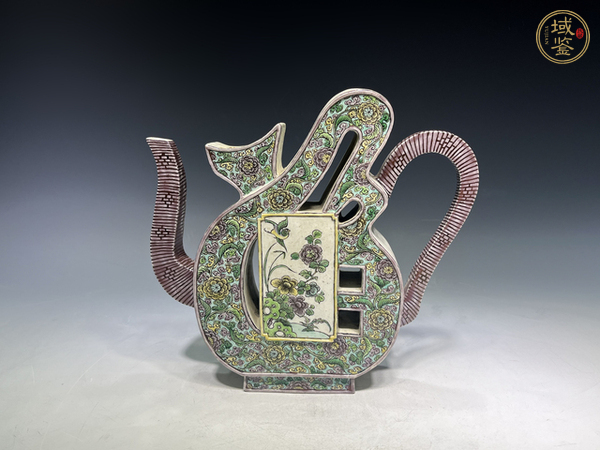 古玩晚清·素三彩花鳥(niǎo)紋福字壺真品鑒賞圖
