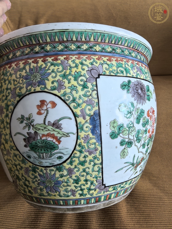 古玩陶瓷五彩卷缸真品鑒賞圖