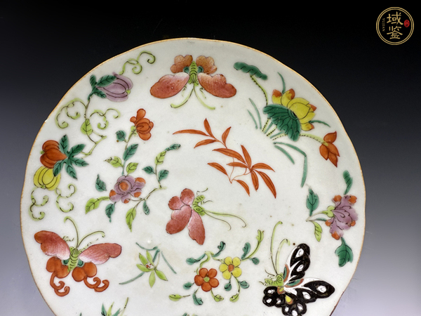古玩陶瓷清咸豐·粉彩花蝶紋盤真品鑒賞圖