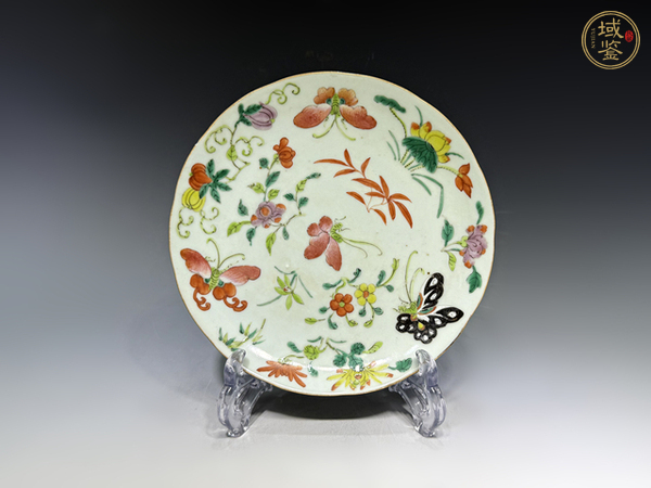 古玩陶瓷清咸豐·粉彩花蝶紋盤真品鑒賞圖