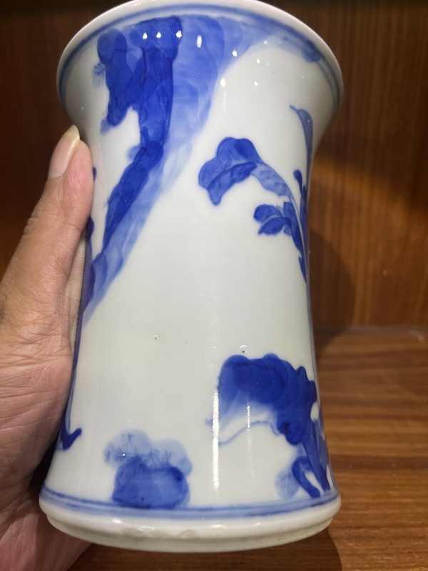 古玩陶瓷仕女紋青花束腰筆筒拍賣，當前價格35000元