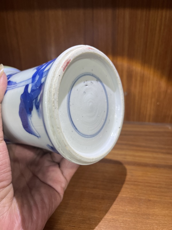古玩陶瓷仕女紋青花束腰筆筒拍賣，當前價格35000元