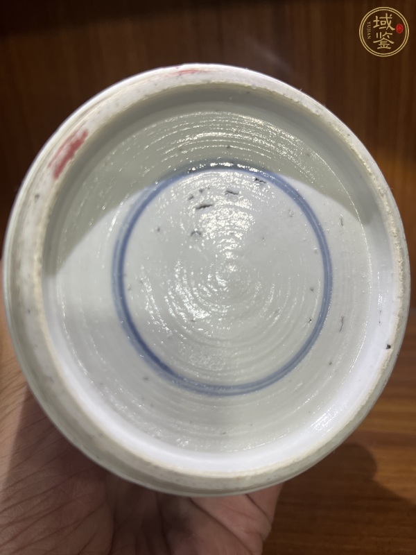 古玩陶瓷仕女紋青花束腰筆筒真品鑒賞圖