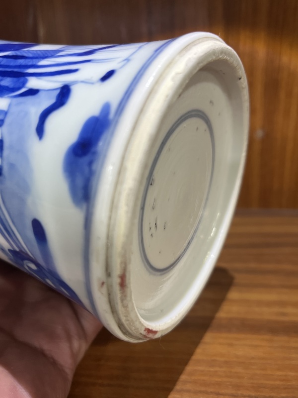 古玩陶瓷仕女紋青花束腰筆筒拍賣，當前價格35000元