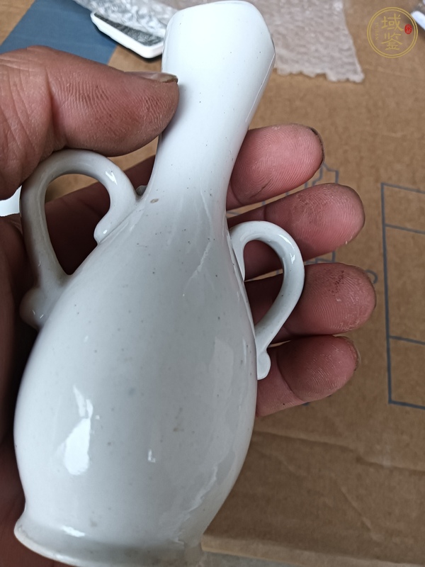 古玩陶瓷白釉貼塑花卉紋瓶真品鑒賞圖