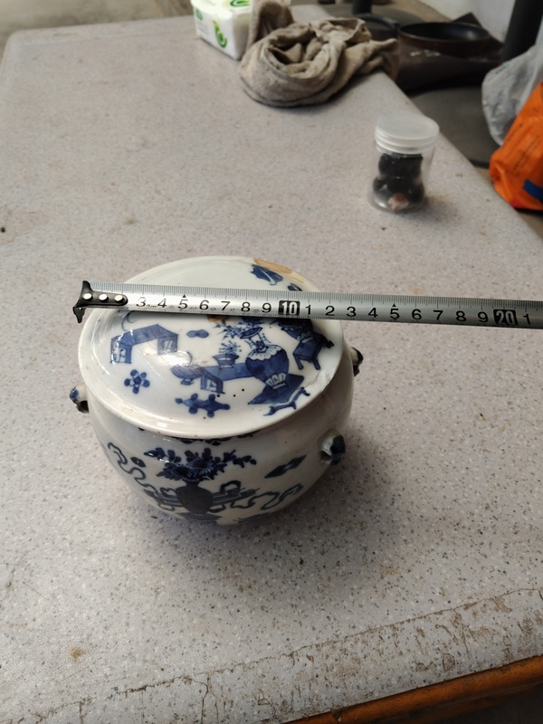 古玩陶瓷晚清青花雜寶紋粥罐拍賣,當(dāng)前價格899元