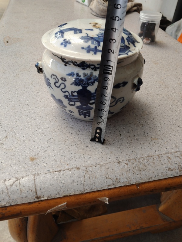 古玩陶瓷晚清青花雜寶紋粥罐拍賣,當(dāng)前價格899元