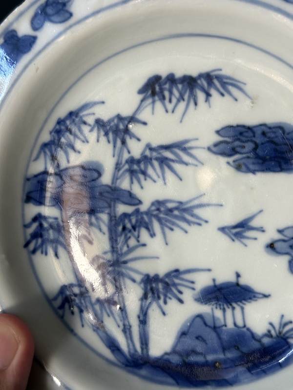 古玩陶瓷明·天啟細路青花竹節紋賞盤拍賣，當前價格980元