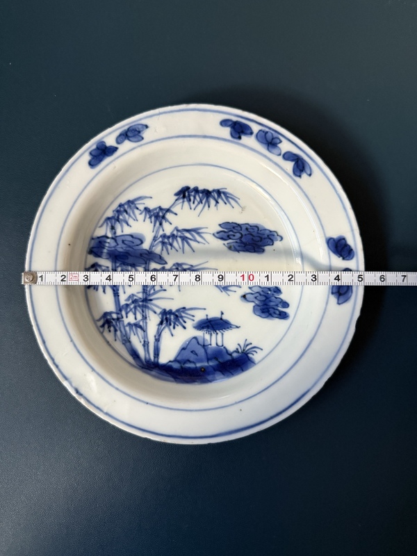 古玩陶瓷明·天啟細路青花竹節紋賞盤拍賣，當前價格980元
