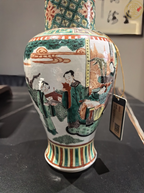 古玩陶瓷五彩人物故事紋花觚真品鑒賞圖