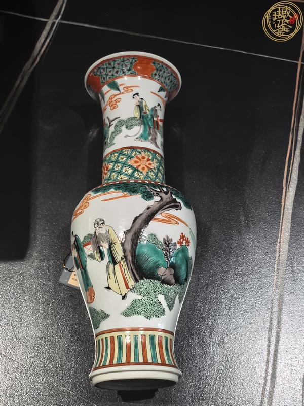 古玩陶瓷五彩人物故事紋花觚真品鑒賞圖