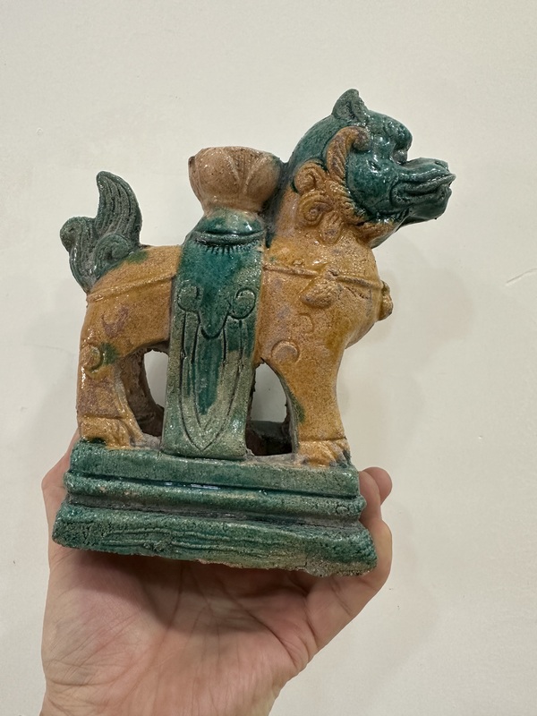 古玩陶瓷三彩瑞獸燭臺拍賣，當前價格5555元