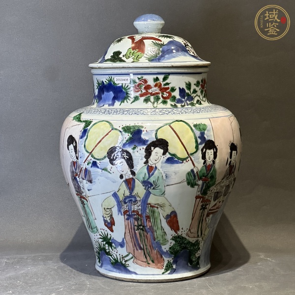 古玩清順治 青花五彩人物紋將軍罐真品鑒賞圖