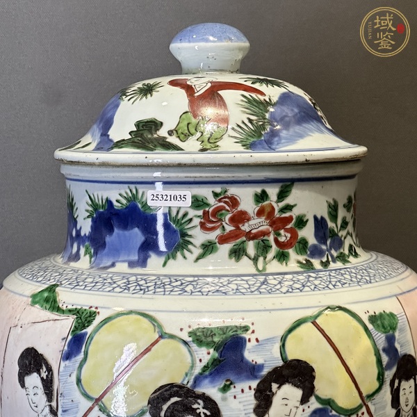 古玩陶瓷清順治 青花五彩人物紋將軍罐真品鑒賞圖