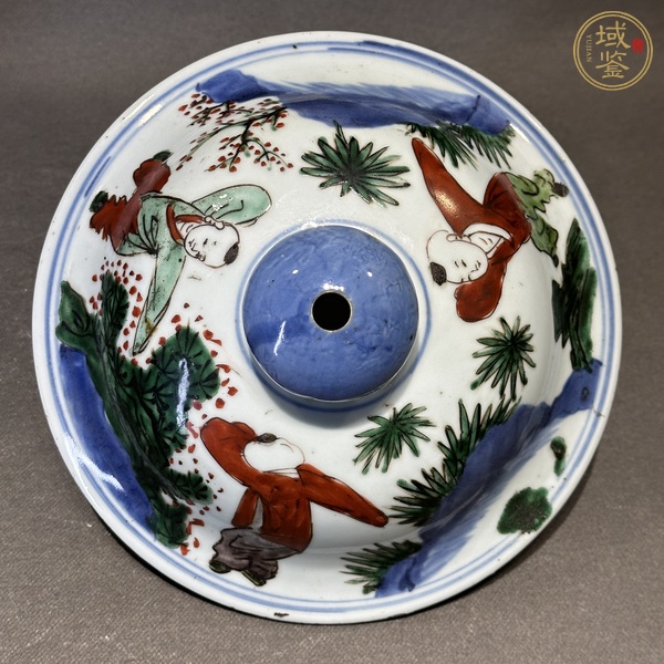 古玩陶瓷清順治 青花五彩人物紋將軍罐真品鑒賞圖