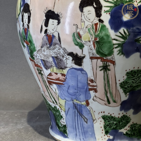 古玩陶瓷清順治 青花五彩人物紋將軍罐真品鑒賞圖