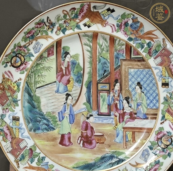 古玩陶瓷人物故事紋廣彩盤真品鑒賞圖