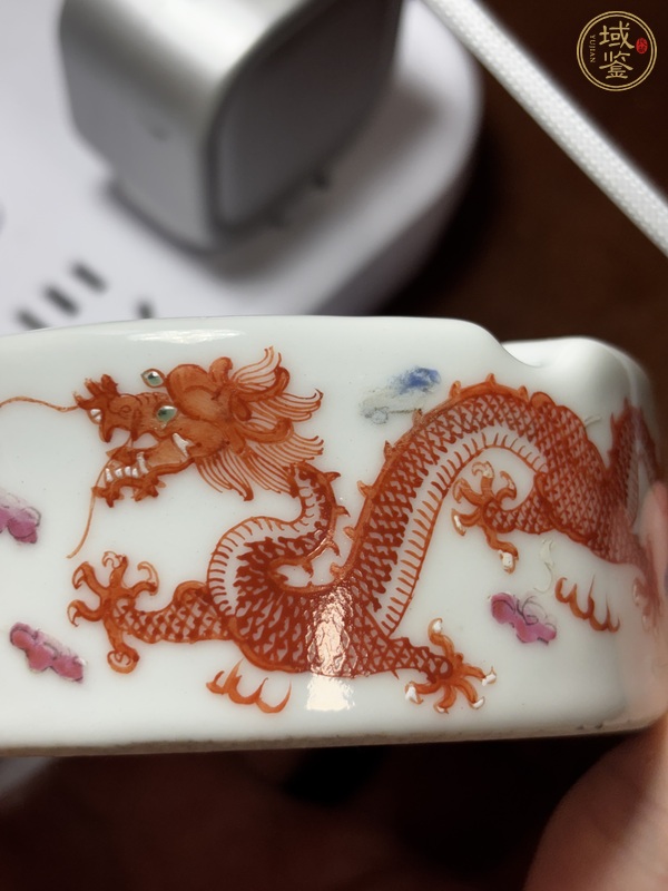 古玩陶瓷粉彩龍鳳紋香缸真品鑒賞圖