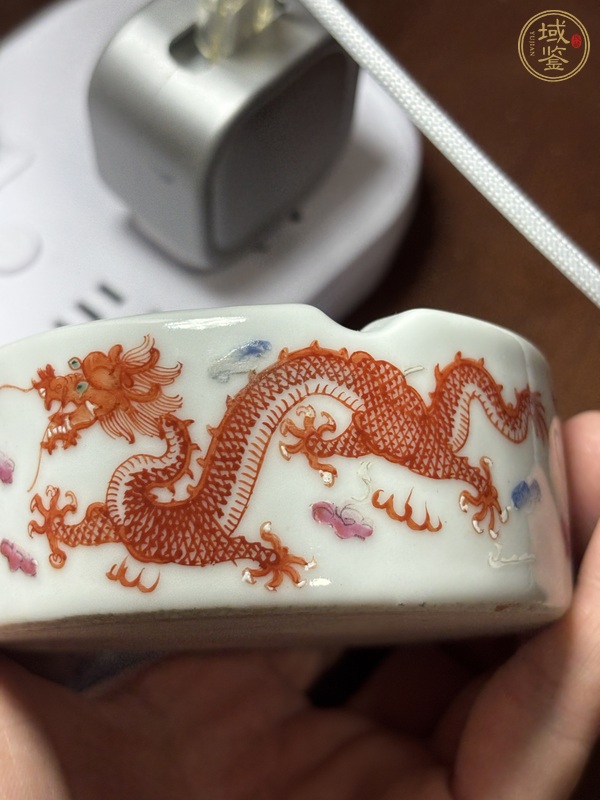 古玩陶瓷粉彩龍鳳紋香缸真品鑒賞圖