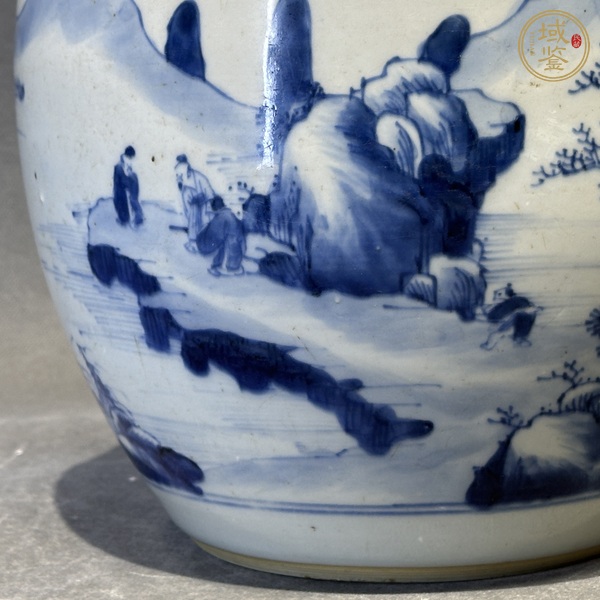 古玩陶瓷青花山水紋罐真品鑒賞圖
