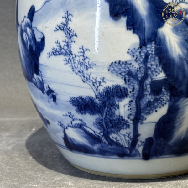 古玩陶瓷青花山水紋罐真品鑒賞圖