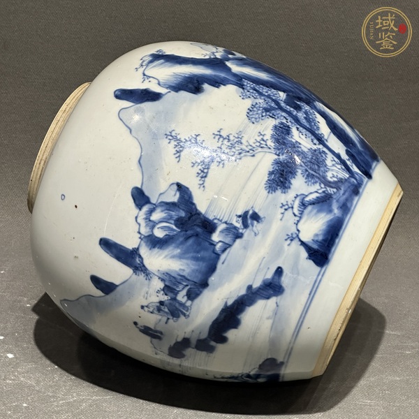 古玩陶瓷青花山水紋罐真品鑒賞圖