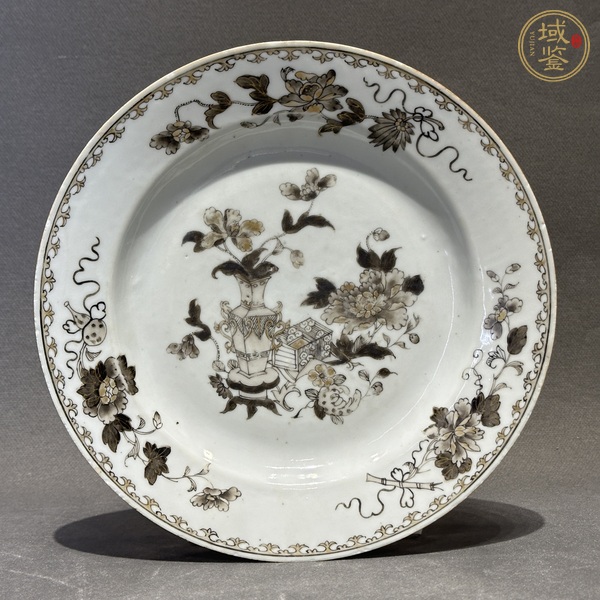古玩陶瓷墨彩粉彩盤真品鑒賞圖