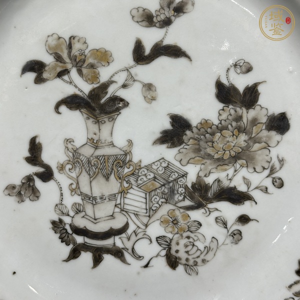 古玩陶瓷墨彩粉彩盤真品鑒賞圖