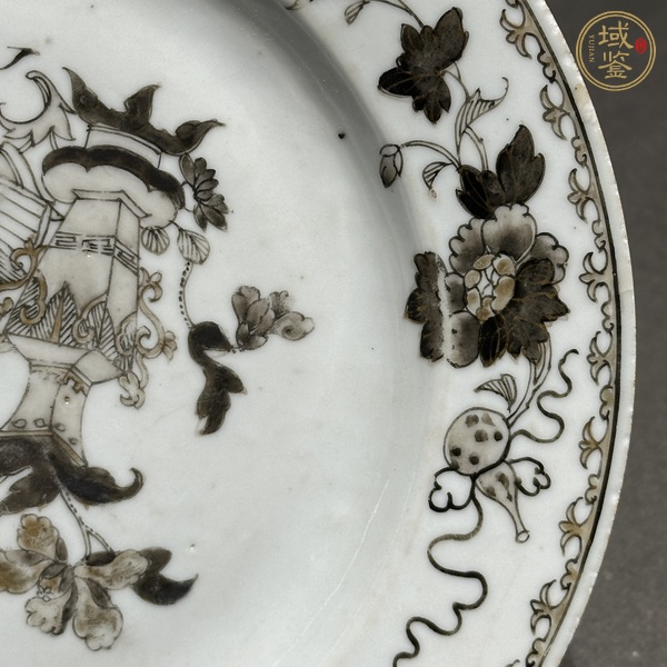 古玩陶瓷墨彩粉彩盤真品鑒賞圖