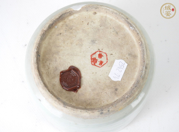 古玩陶瓷清中青釉圈足筒式香爐真品鑒賞圖