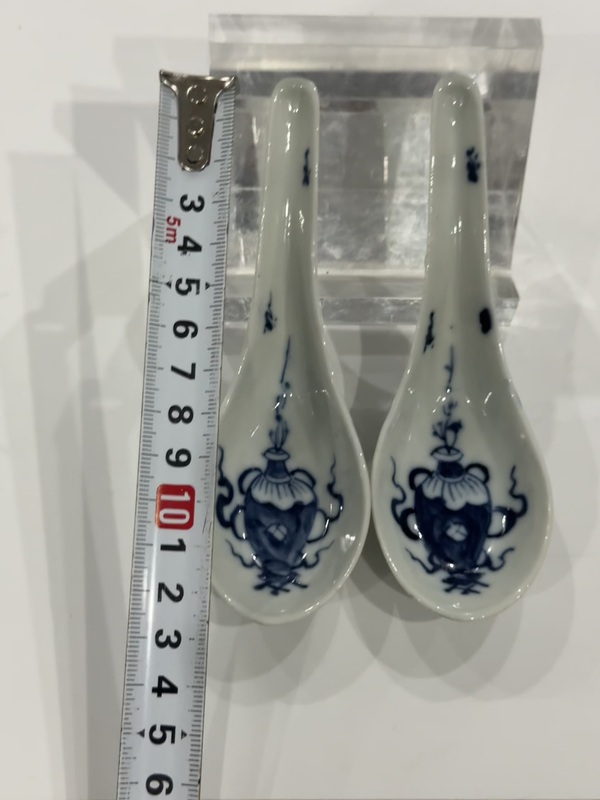 古玩陶瓷青花博古八寶紋勺子調(diào)羹拍賣，當(dāng)前價(jià)格578元