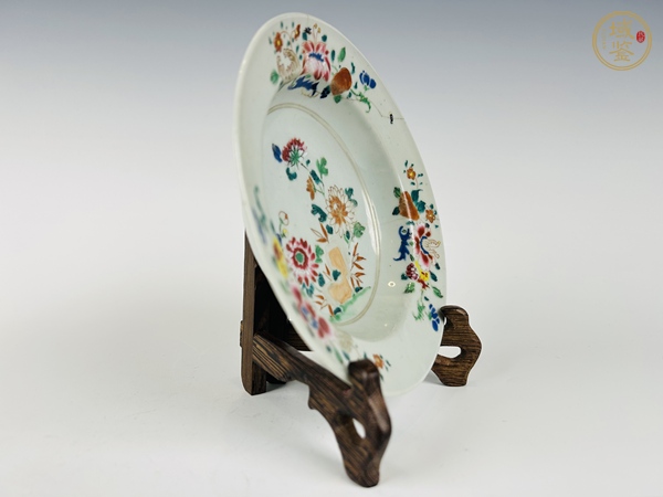 古玩陶瓷清早期·粉彩花卉盤真品鑒賞圖