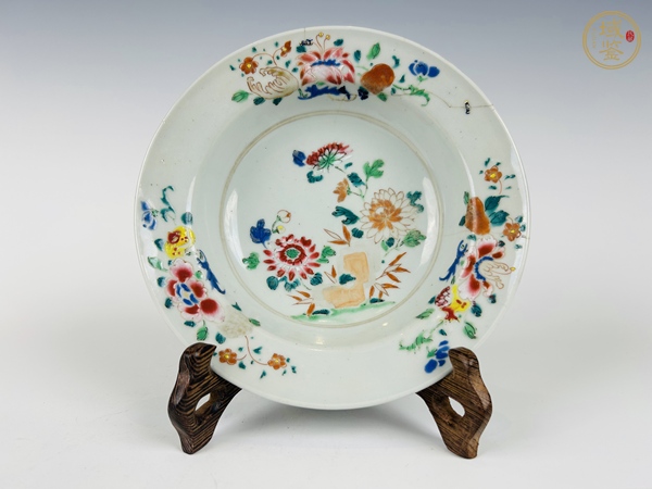 古玩陶瓷清早期·粉彩花卉盤真品鑒賞圖