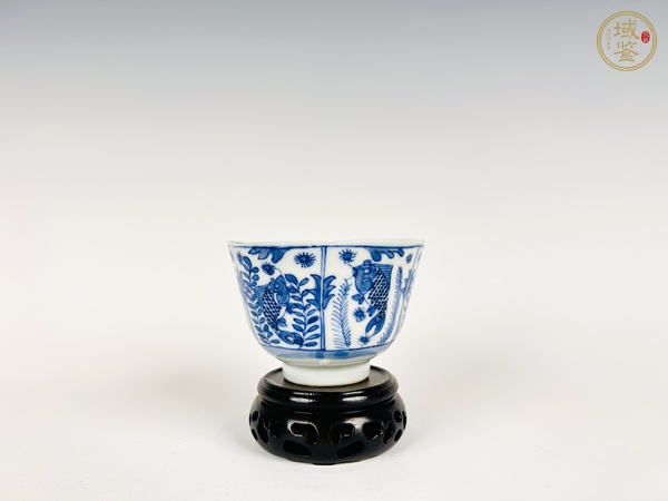 古玩陶瓷清光緒·青花魚藻紋杯真品鑒賞圖