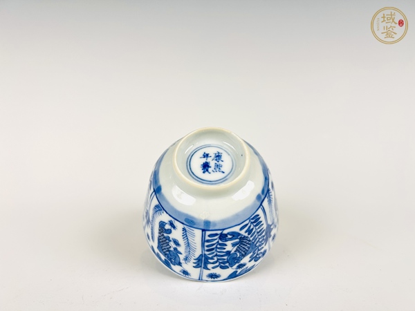 古玩陶瓷清光緒·青花魚藻紋杯真品鑒賞圖