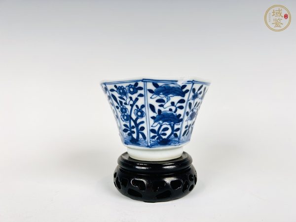 古玩陶瓷清光緒·青花花卉紋八方杯真品鑒賞圖